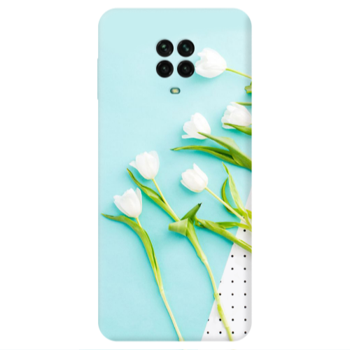 Xiaomi Redmi Note 9S White Tulips Transparent Silicone TPU Θήκη