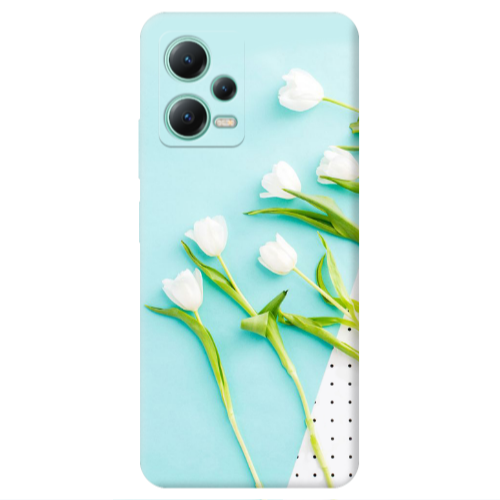 Xiaomi Redmi Note 12 Pro 5G White Tulips Transparent Silicone TPU Θήκη
