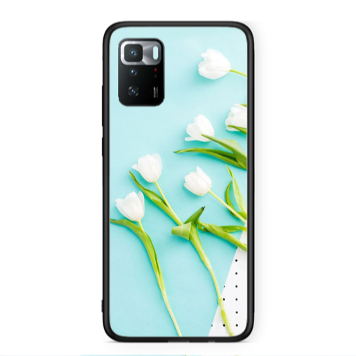 Xiaomi Poco X3 GT White Tulips Black Glossy Θήκη