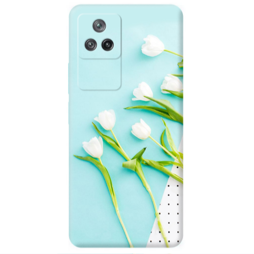 Xiaomi Poco F4 White Tulips Transparent Silicone TPU Θήκη