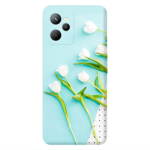 Realme C35 White Tulips Transparent Silicone TPU Θήκη