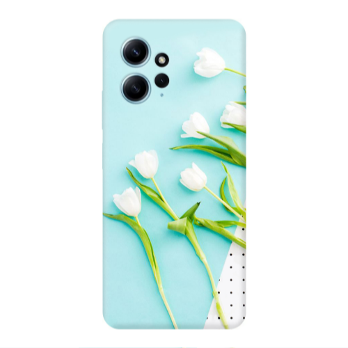 Xiaomi Redmi Note 12 4G White Tulips Transparent Silicone TPU Θήκη