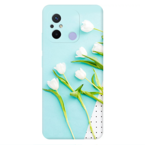 Xiaomi Redmi 12C White Tulips Transparent Silicone TPU Θήκη