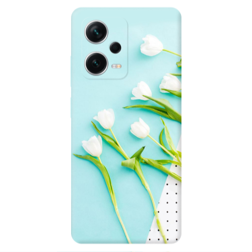 Xiaomi Redmi Note 12 5G White Tulips Transparent Silicone TPU Θήκη