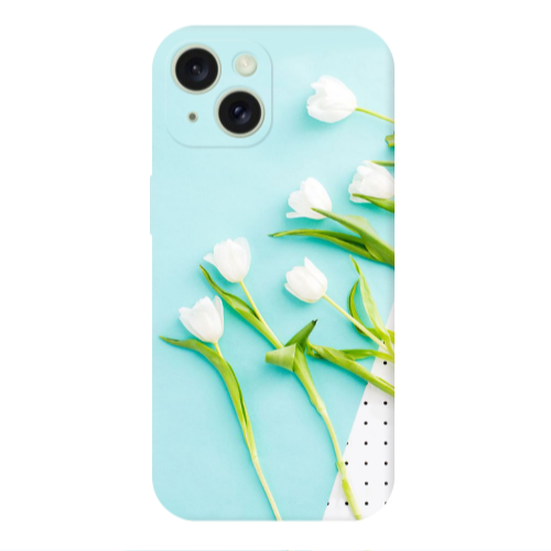 Apple iPhone 15 Plus White Tulips Transparent Silicone TPU Θήκη