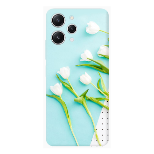 Xiaomi Redmi 12 White Tulips Transparent Silicone TPU Θήκη