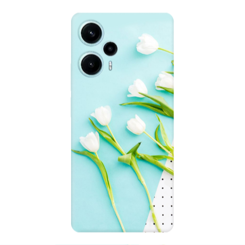 Xiaomi Poco F5 White Tulips Transparent Silicone TPU Θήκη