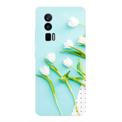 Xiaomi Poco F5 Pro White Tulips Transparent Silicone TPU Θήκη