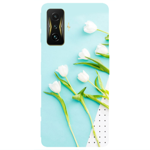 Xiaomi Poco F4 Gt White Tulips Transparent Silicone TPU Θήκη