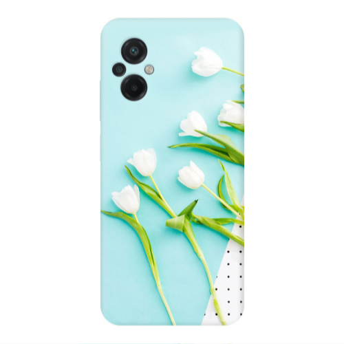 Xiaomi Poco M5 White Tulips Transparent Silicone TPU Θήκη