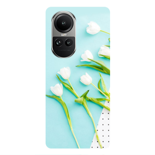 Oppo Reno10 5G White Tulips Transparent Silicone TPU Θήκη