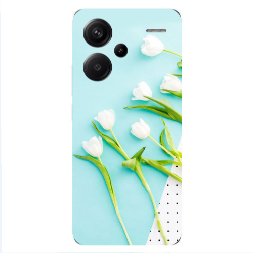 Xiaomi Redmi Note 13 Pro+ 5G  White Tulips Transparent Silicone TPU Θήκη