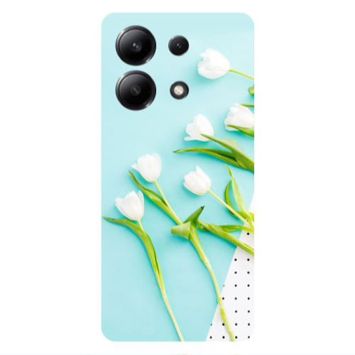 Xiaomi Redmi Note 13 4G White Tulips Transparent Silicone TPU Θήκη