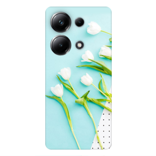 Xiaomi Poco M6 Pro 4G White Tulips Transparent Silicone TPU Θήκη