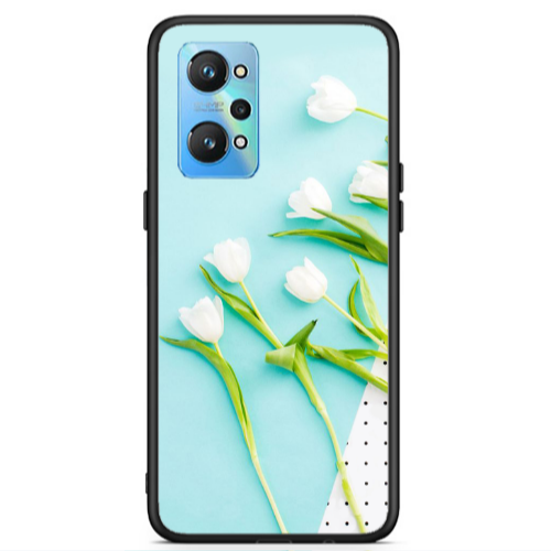 Realme Gt Neo 2 White Tulips Black Glossy Θήκη