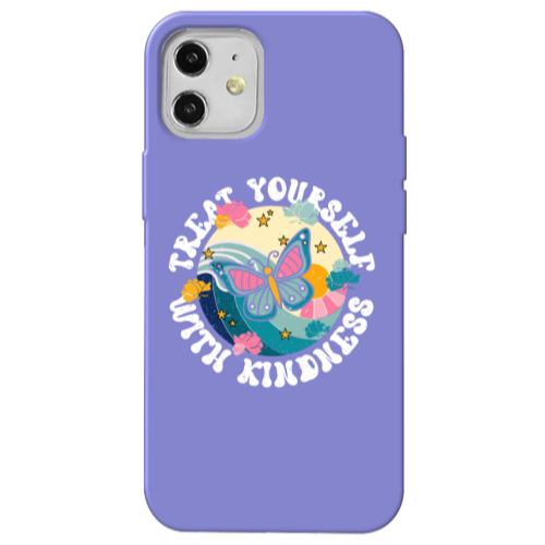 Apple iPhone 12 Kindless Yourself Purple Colored Silicone TPU Θήκη