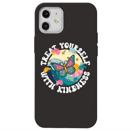 Apple iPhone 12 Kindless Yourself Black Colored Silicone TPU Θήκη