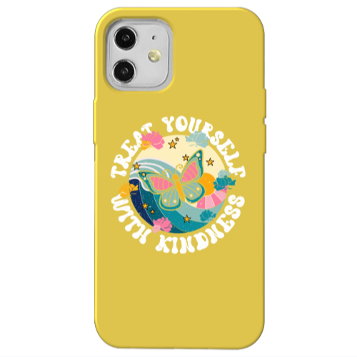 Apple iPhone 12 Kindless Yourself Yellow Colored Silicone TPU Θήκη