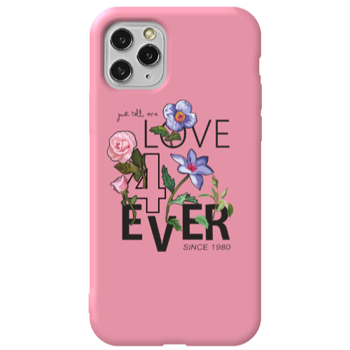 Apple iPhone 11 Pro Love for ever Pink Colored Silicone TPU Θήκη