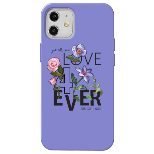 Apple iPhone 12 Love for ever Purple Colored Silicone TPU Θήκη