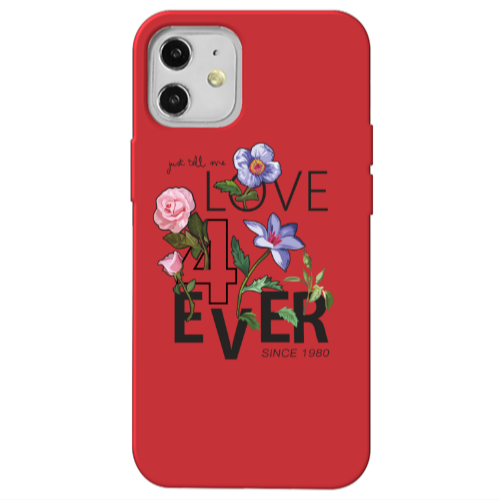 Apple iPhone 12 Love for ever Red Colored Silicone TPU Θήκη