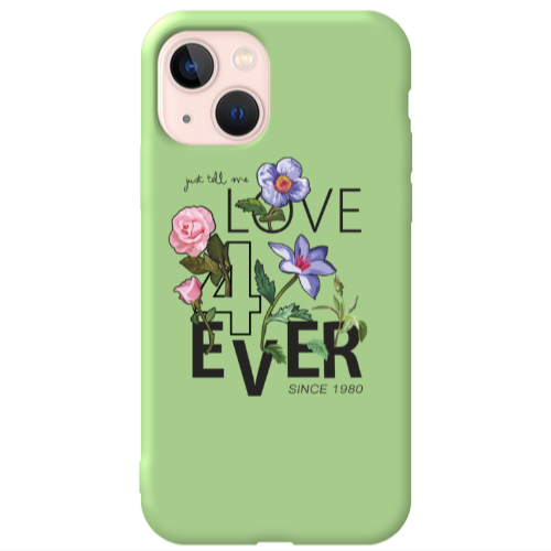 Apple iPhone 13 Love for ever Light Green Colored Silicone TPU Θήκη