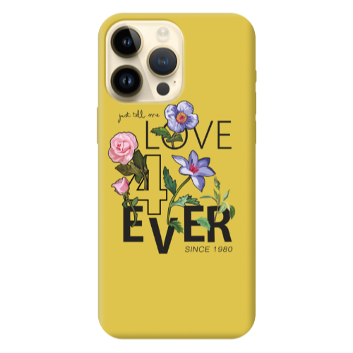 Apple iPhone 13 Pro Max Love for ever Yellow Colored Silicone TPU Θήκη