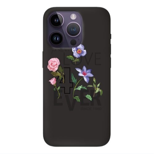 Apple iPhone 14 Pro Max Love for ever Black Colored Silicone TPU Θήκη