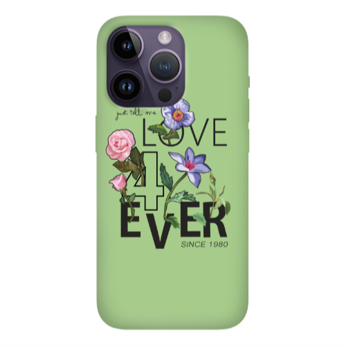 Apple iPhone 14 Pro Max Love for ever Light Green Colored Silicone TPU Θήκη