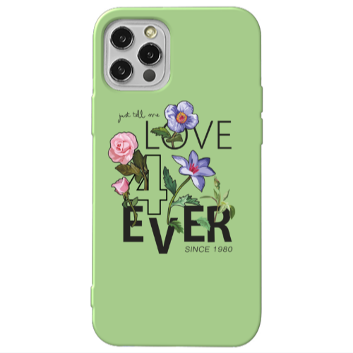 Apple iPhone 12 Pro Love for ever Light Green Colored Silicone TPU Θήκη