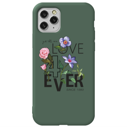 Apple iPhone 11 Pro Max Love for ever Dark Green Colored Silicone TPU Θήκη