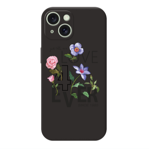 Apple iPhone 15 Love for ever Black Colored Silicone TPU Θήκη