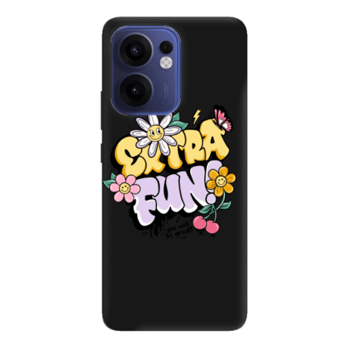 Oppo Reno 13 F Extra Fun Black Colored Silicone TPU Θήκη