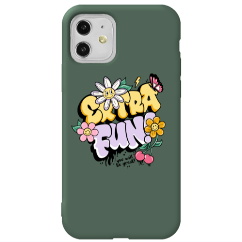 Apple iPhone 11  Extra Fun Dark Green Colored Silicone TPU Θήκη