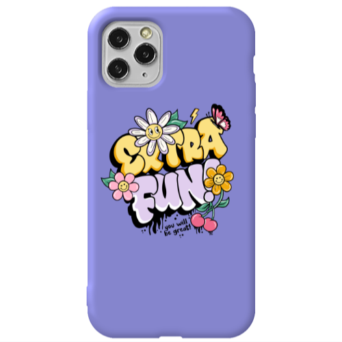 Apple iPhone 11 Pro Extra Fun Purple Colored Silicone TPU Θήκη