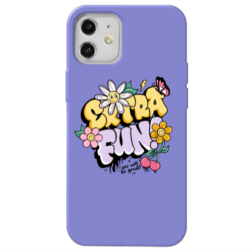 Apple iPhone 12 Extra Fun Purple Colored Silicone TPU Θήκη