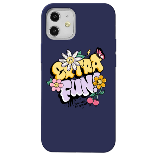 Apple iPhone 12 Extra Fun Dark blue Colored Silicone TPU Θήκη