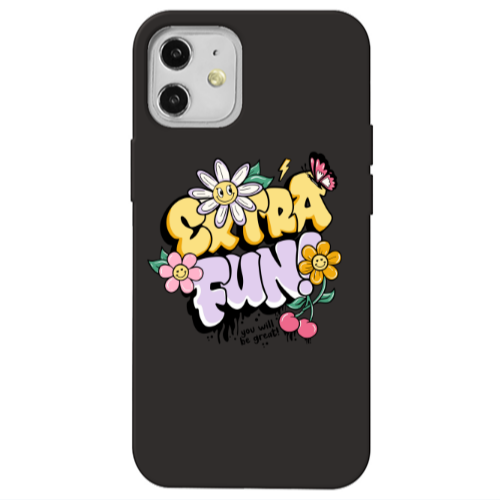 Apple iPhone 12 Extra Fun Black Colored Silicone TPU Θήκη