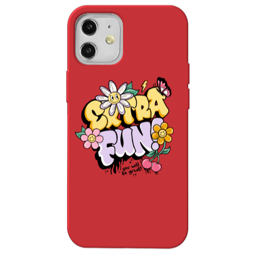 Apple iPhone 12 Extra Fun Red Colored Silicone TPU Θήκη