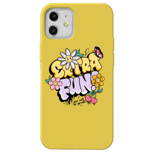 Apple iPhone 12 Extra Fun Yellow Colored Silicone TPU Θήκη