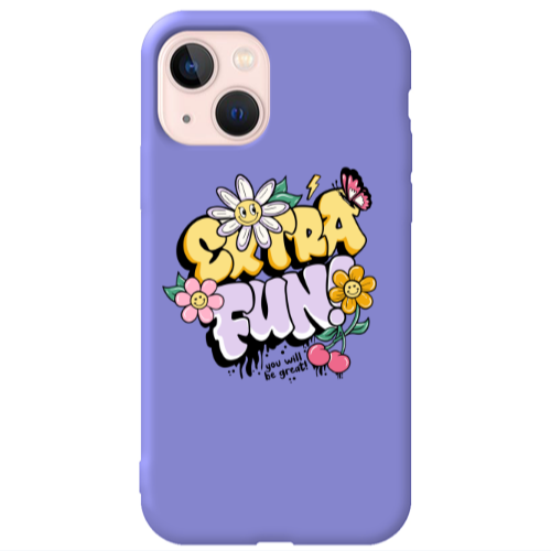 Apple iPhone 13 Extra Fun Purple Colored Silicone TPU Θήκη