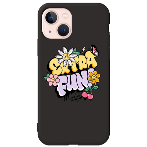 Apple iPhone 13 Extra Fun Black Colored Silicone TPU Θήκη