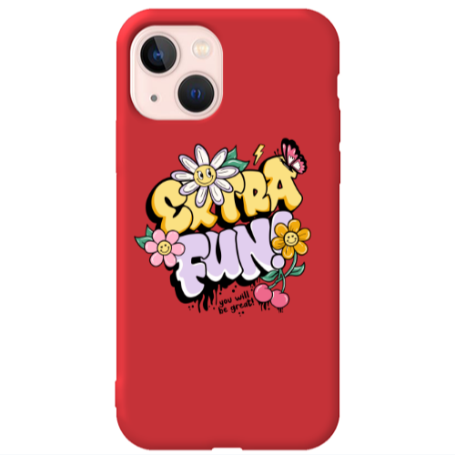 Apple iPhone 13 Extra Fun Red Colored Silicone TPU Θήκη