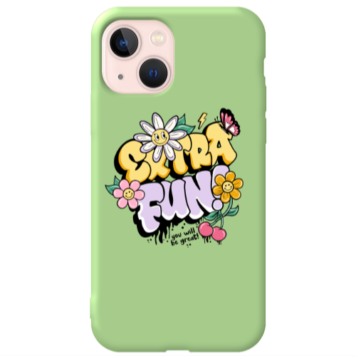 Apple iPhone 13 Extra Fun Light Green Colored Silicone TPU Θήκη
