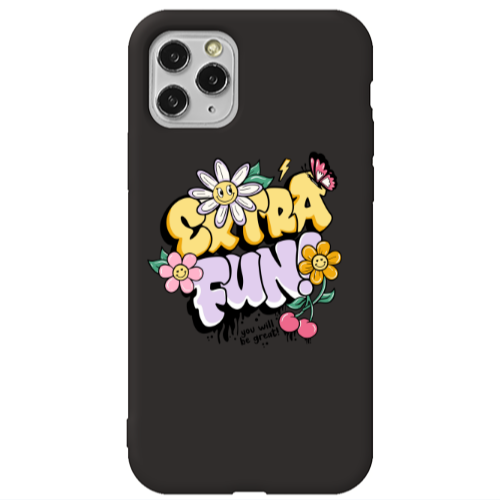 Apple iPhone 11 Pro Max Extra Fun Black Colored Silicone TPU Θήκη