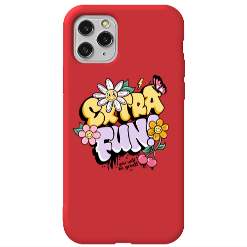 Apple iPhone 11 Pro Max Extra Fun Red Colored Silicone TPU Θήκη
