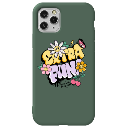 Apple iPhone 11 Pro Max Extra Fun Dark Green Colored Silicone TPU Θήκη