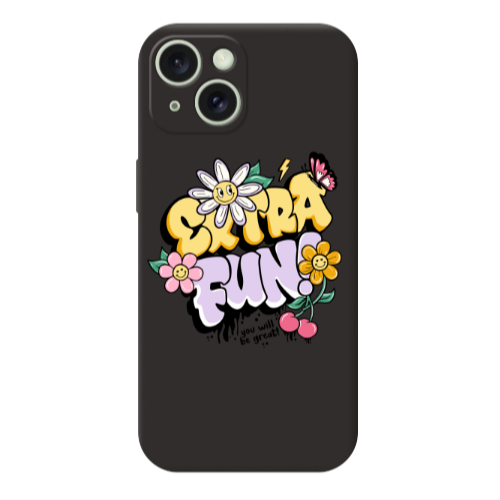 Apple iPhone 15 Extra Fun Black Colored Silicone TPU Θήκη