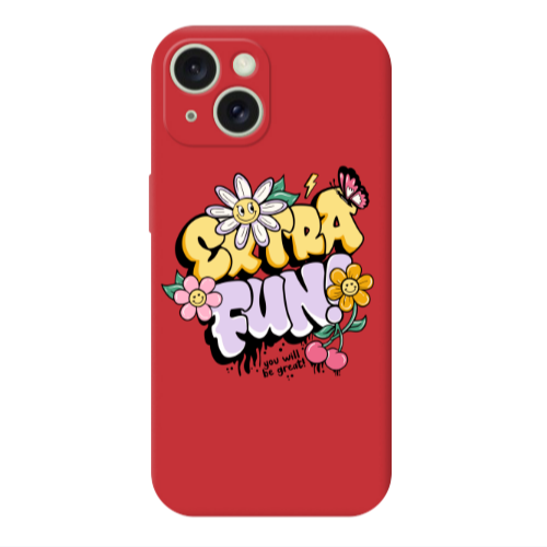 Apple iPhone 15 Extra Fun Red Colored Silicone TPU Θήκη