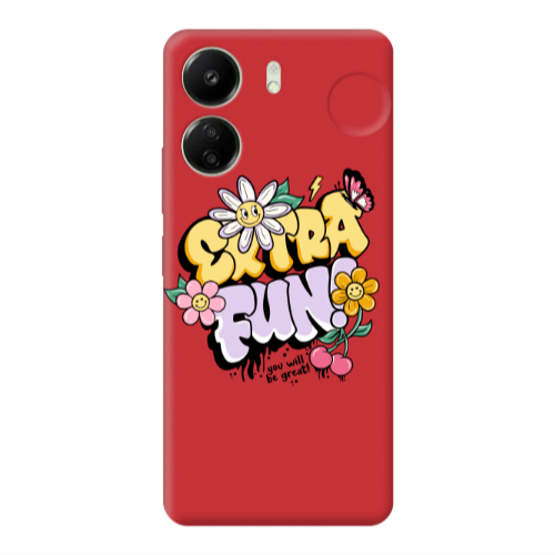 Xiaomi Redmi 13C Extra Fun Red Colored Silicone TPU Θήκη